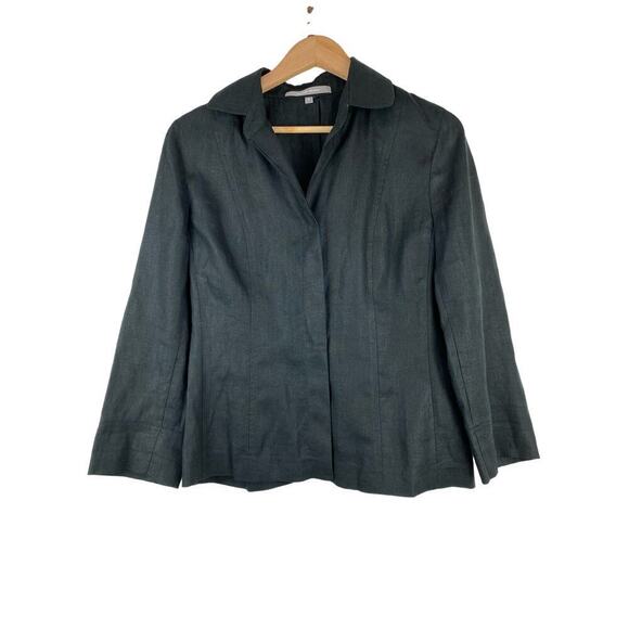 Ellen Tracy Size 8 Black 100% Linen Lightweight Button Up Jacket - Picture 1 of 6